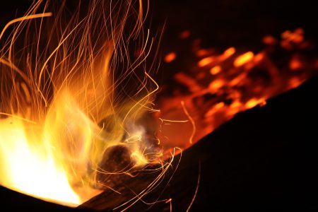 A close-up of the flames of a fire.