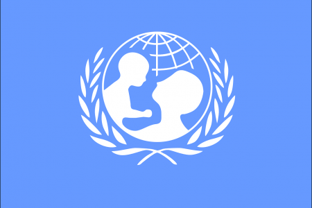 UN logo of world map but with mother and baby overlaid.