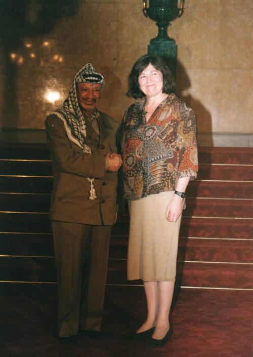 Clare as Secretary of State for International Development hosting Chairman Yasser Arafat for an official lunch at Lancaster House, London 1997.