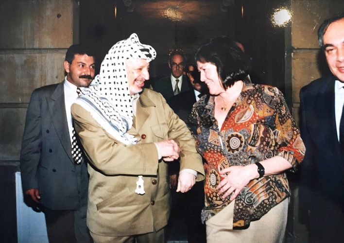 Clare as Secretary of State for International Development hosting Chairman Yasser Arafat for an official lunch at Lancaster House, London 1997.