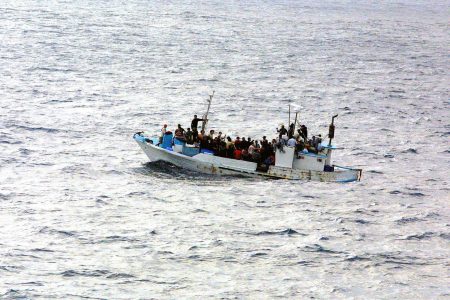 Rescued migrants at sea.