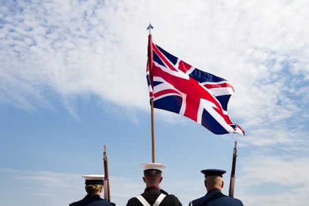 Soldiers with union jack.